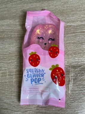 Pink Squishy Glitter Pop Strawberry Toy